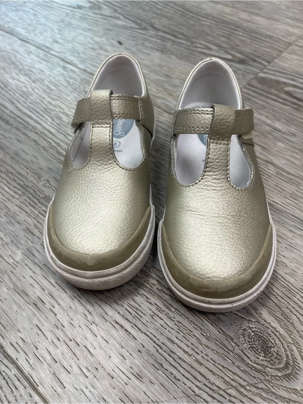 FootMates Girls' Metallic Gold T-Strap Dress Shoes